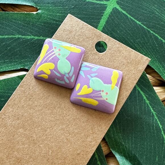BOGO FREE PADTEL SQUARE POST STATEMENT EARRINGS - Picture 1 of 5